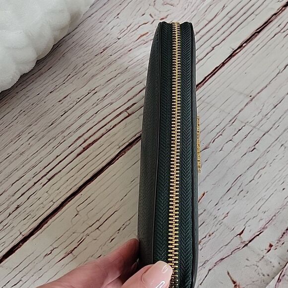 MICHAEL KORS Pebble Leather Spruce Green Wallet with Wristlet Strap - Picture 2 of 7